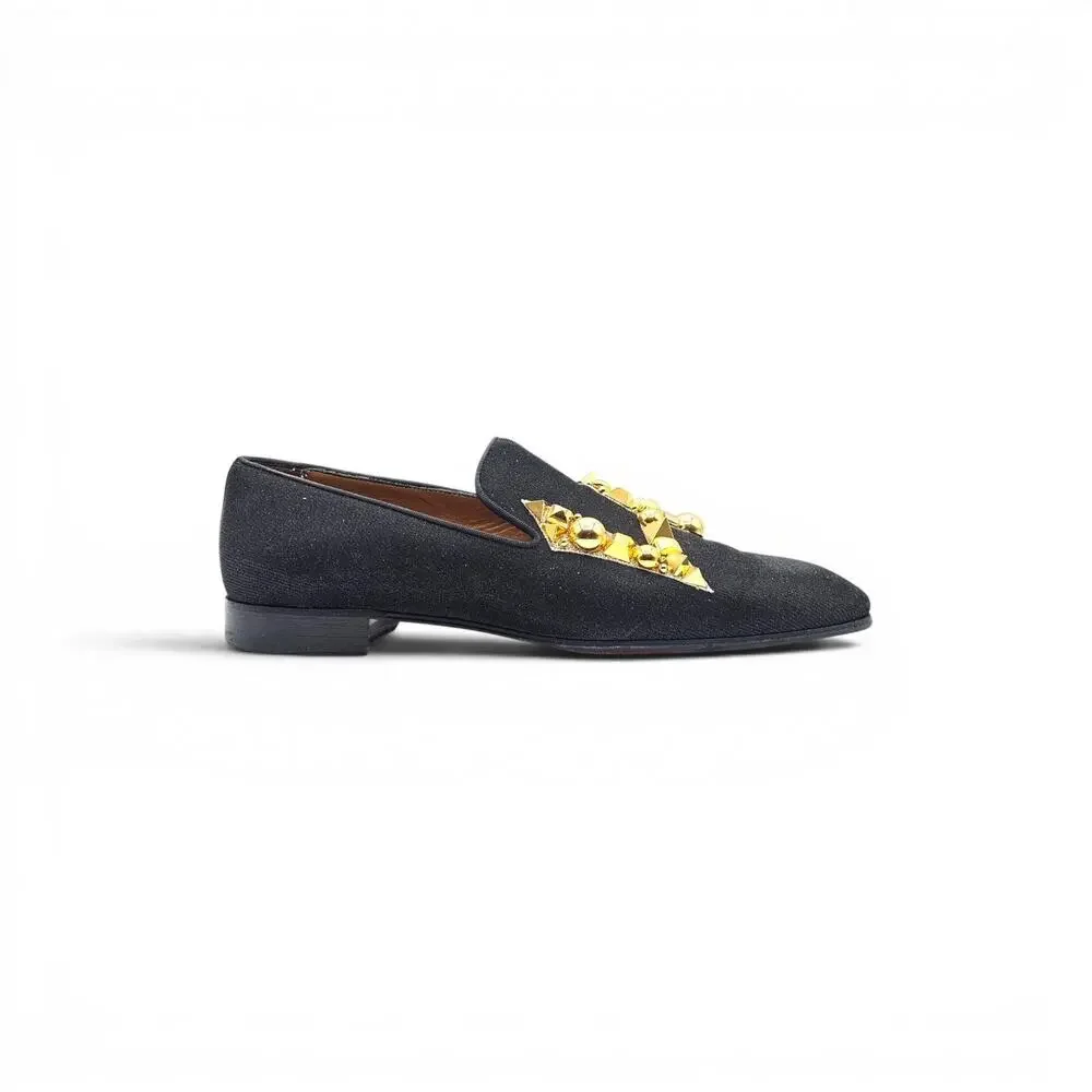 Christian Louboutin Love Met Men's Lurex Loafers Black Embellished EU 43 US 10